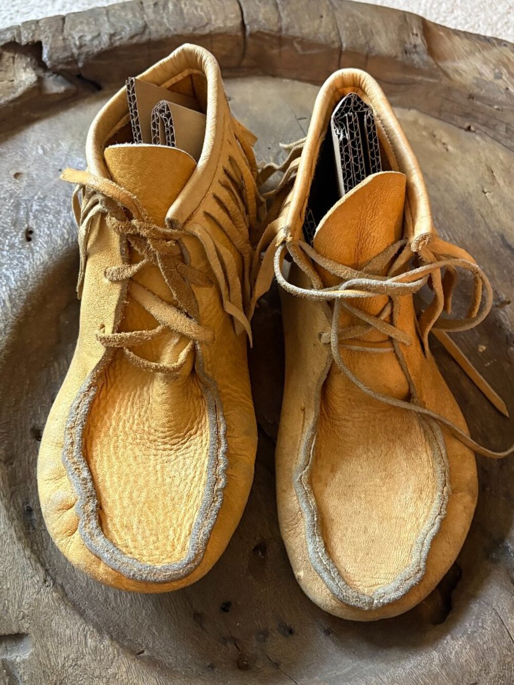 Fringed handmade moosehide moccasins slippers women's 9/9.5 or men's 8 [READ]